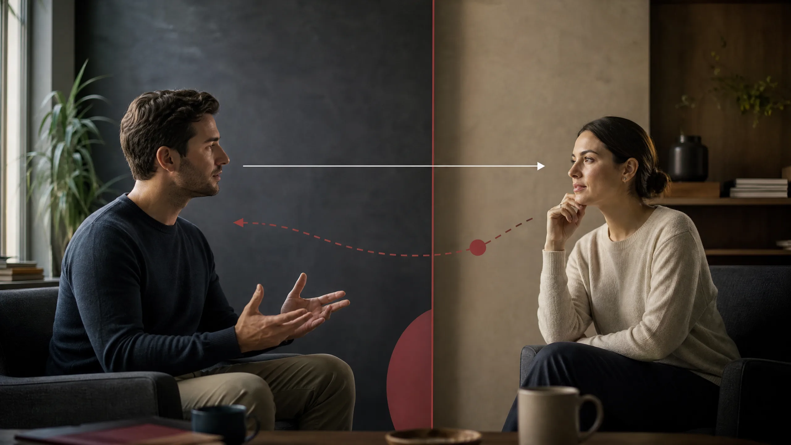 Passive-aggressive manipulation represented through indirect and direct communication paths in a calm conversation